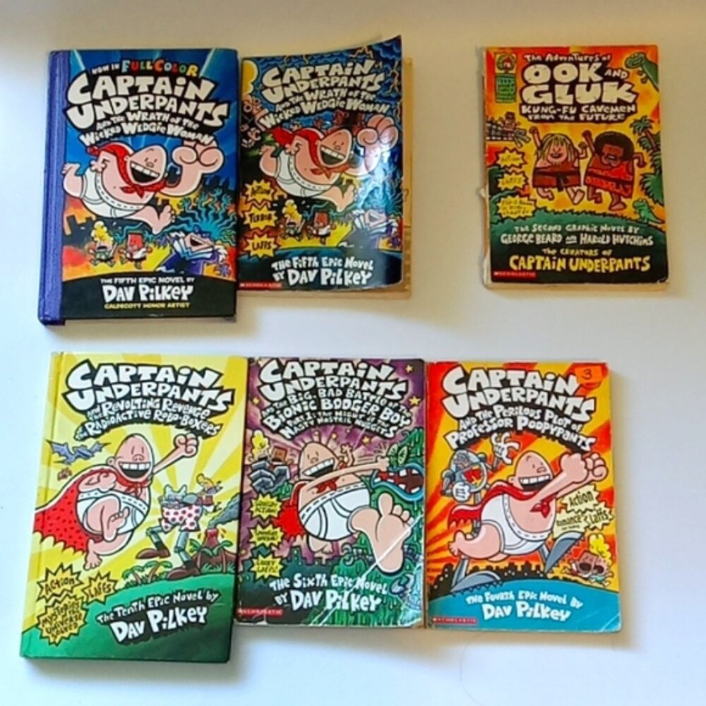 5 Captain Underpants 1 Ook and Gluk Book Lot